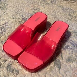 BAMBOO Vibrant Pink Slide Heels